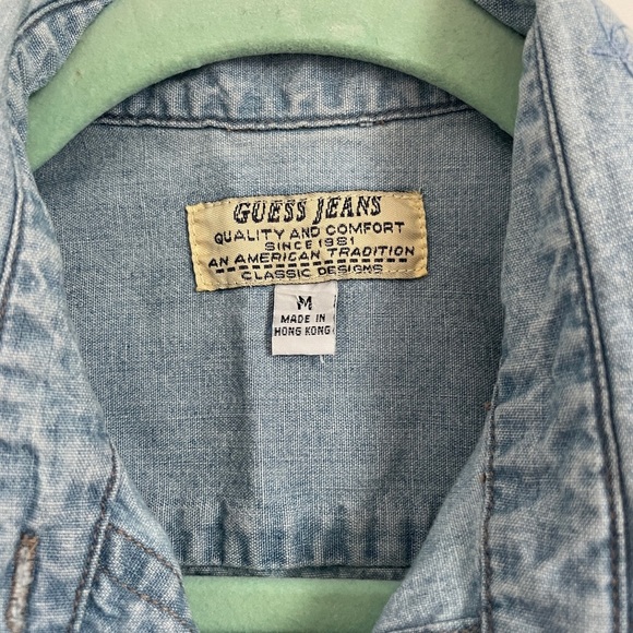 Guess Light Blue Denim Fabric sleeveless with daisies M vintage retro boho - Picture 5 of 7